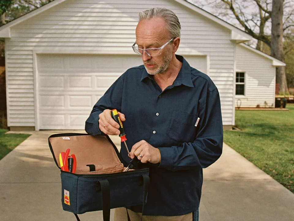 Illustrative scene of an electrician at work